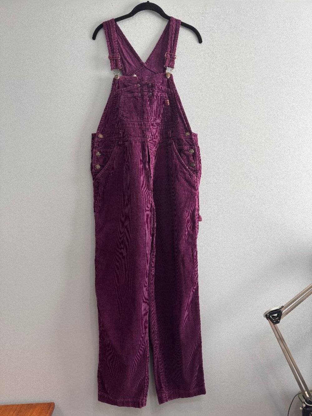 Vintage Jordache Overalls Woman Size M Purple Corduroy Carpenter Pants Bibs
